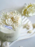 شمع لیوانی بزرگ طرح گل رز
