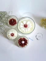 ست ۴ عددی شمع گل با جار شیشه‌ای - Image 3