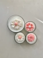 ست ۴ عددی شمع گل با جار شیشه‌ای - Image 4