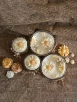 شمع بابونه‌ جار شیشه‌ای